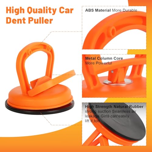 Image of Car Dent Puller, 3 Pack Car Dent Puller, Dent Remover Tool for Car Paintless Dent Repair Kit and Suction Cup Dent Puller for Glass, Screen, Tiles Lifting and Objects Moving (Orange+Black)