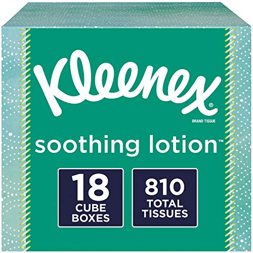 Kleenex Soothing Lotion Facial Tissues, 18 Cube Boxes, 45 Tissues per Box (810 Tissues Total) - image 1