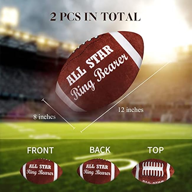 Deekin 2 Pcs 12 Inch All Star Ring Bearer Football Plush Baby Football Stuffed Fluffy Toddler Thank You Wedding Gift for Wedding Boys Girls Newborn Infant Kids