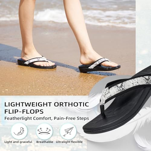 Image of Orkii Womens Plantar Fasciitis Feet Sandals, Best Orthotic Flip Flops With Arch Support, Comfortable Walking Sandals