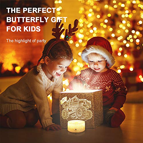 Monster Truck Night Lights Gifts, Monster Truck 3D Lamp Gifts With Usb Cable And 16 Colors Changing, Touch & Remote Control, The Best Birthday Christmas Monster Truck Gifts For Boys #TOP1