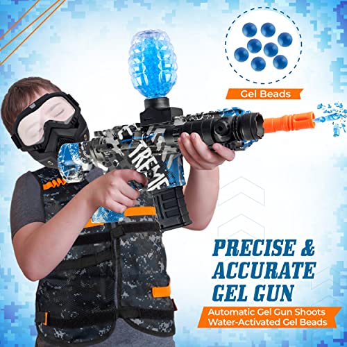Gel Electric Orby Ball Blaster Bundle Set With 10,000 Balls, Full Face Mask, Sight, Usb Charger, Hopper, Vest, Splatter Toy Game Outdoor Yard Activities, Ages 12+ #TOP3