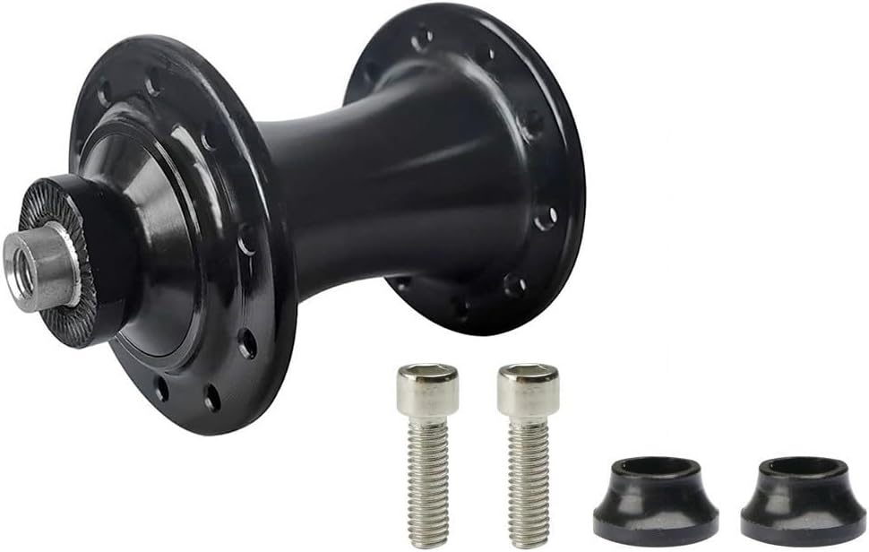 for Bike Front Hub 20 Hole 2 Bearings O.L.D 74mm for Brompton and for Dahon Folding for Bike, Aluminum Alloy V Brake Compatible with Round Spoke 2mm Diameter, Black
