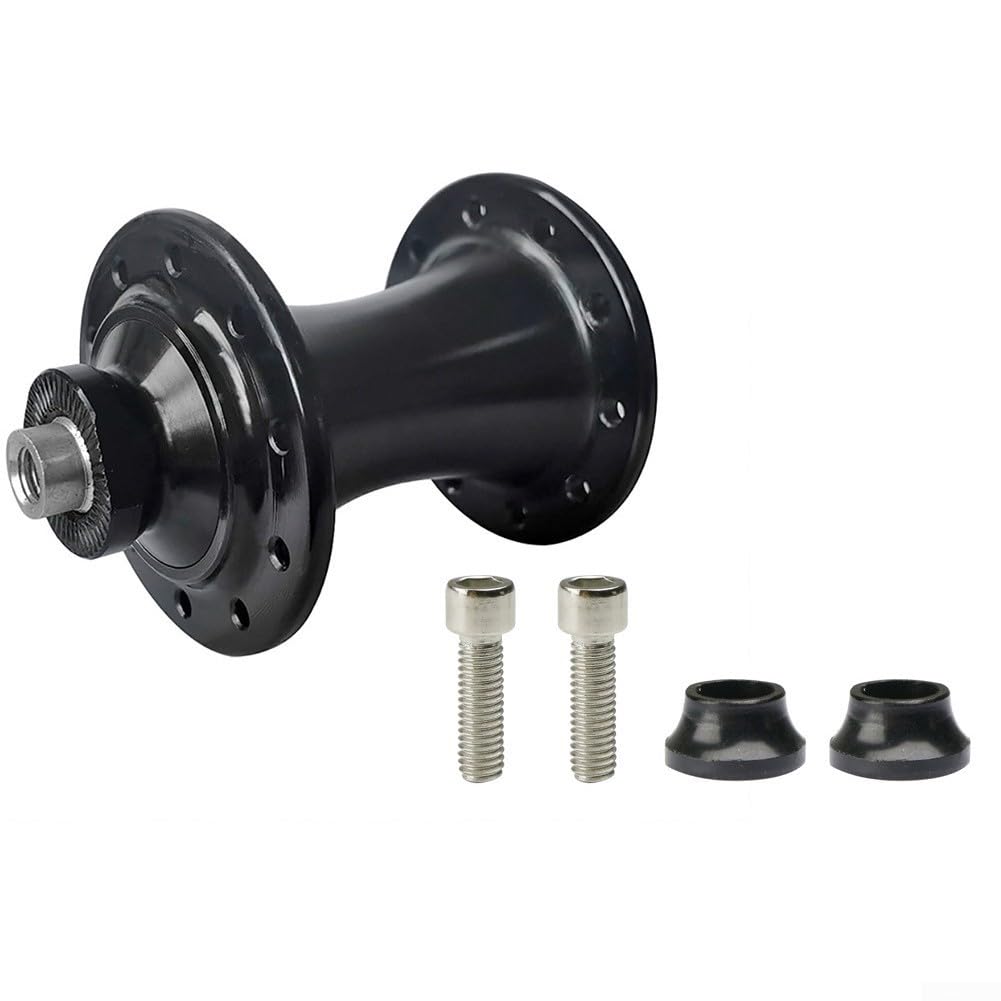 for Bike Front Hub 20 Hole 2 Bearings O.L.D 74mm for Brompton and for Dahon Folding for Bike, Aluminum Alloy V Brake Compatible with Round Spoke 2mm Diameter, Black