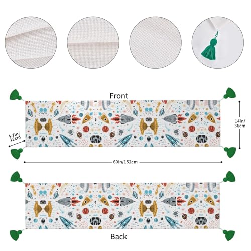 Chemin de table fusées dessin animé décoratif pour table basse et repas