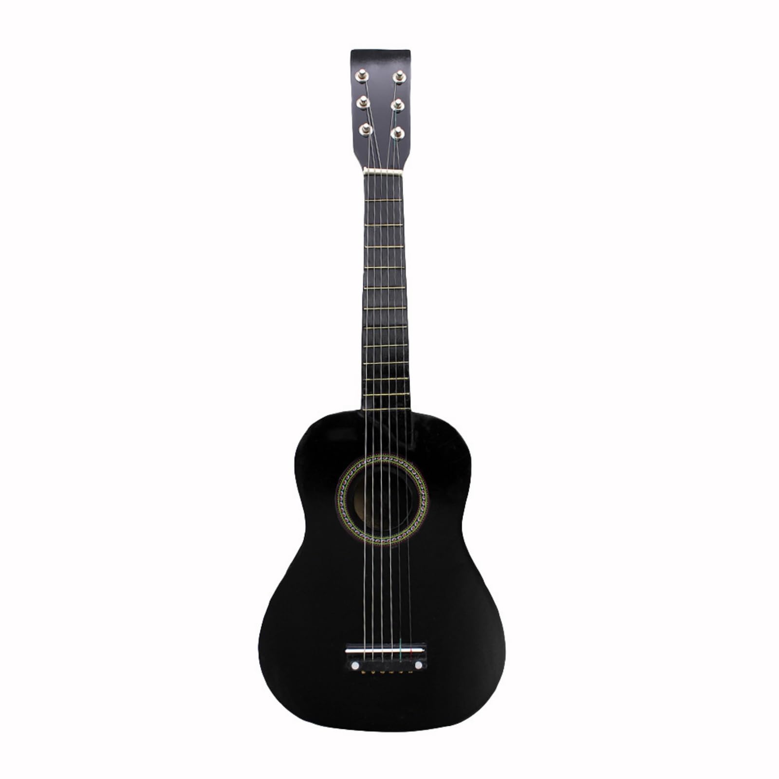 Qianly Chitarra Acustica Maneggevole Chitarra Piccola Suono Caldo Strumento Musicale per Bambini, Studenti, Casa, Nero, 23 Pollici