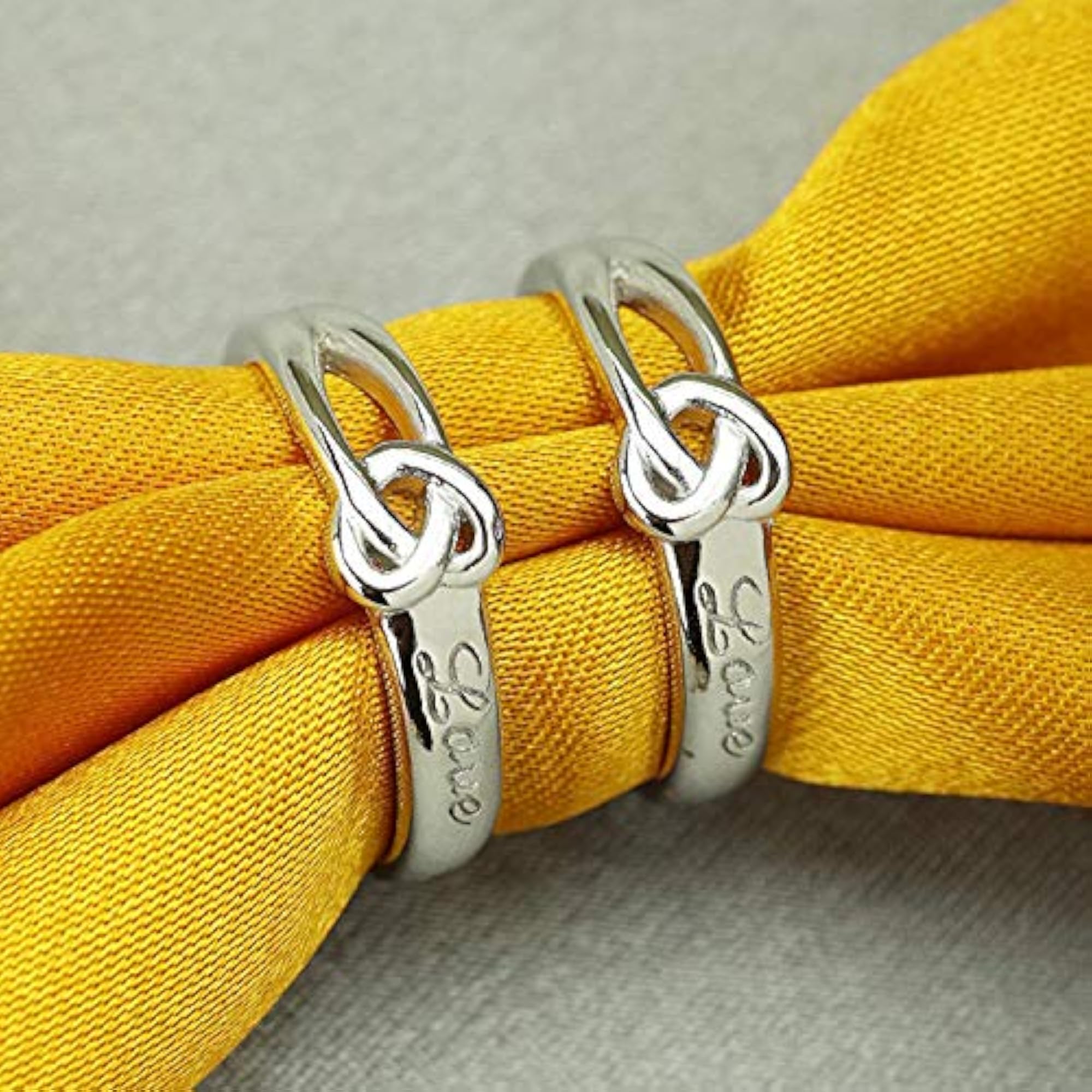 Heart Love Silver Adjustable Couple Finger Ring (FRCO1103116R)
