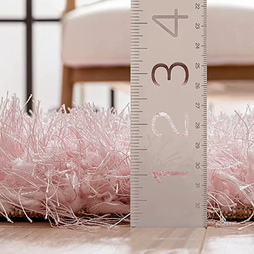 Image of F & B RUGS ; SUPERIOR QUALITY PRODUCTS Firoz and Brothers Handwoven Super Soft Indoor Modern Shag Microfibre Silky Fluffy Smooth 2x6 feet Peach