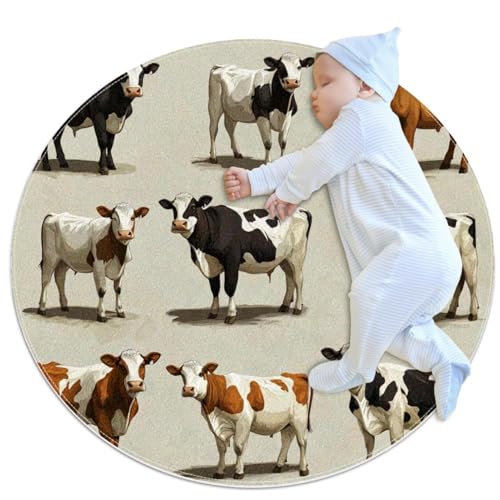 Tapis de douche vache rond 1m antidérapant déco chambre bébé - 2