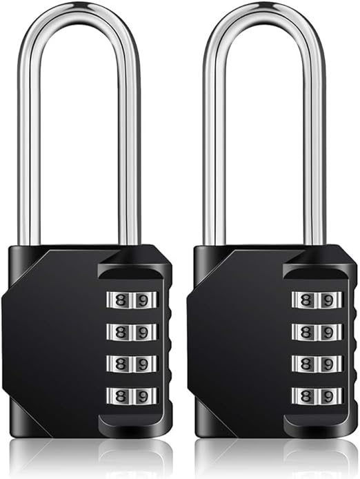 ZHEGE Combination Padlocks Long Shackle, Outdoor Padlocks Heavy Duty