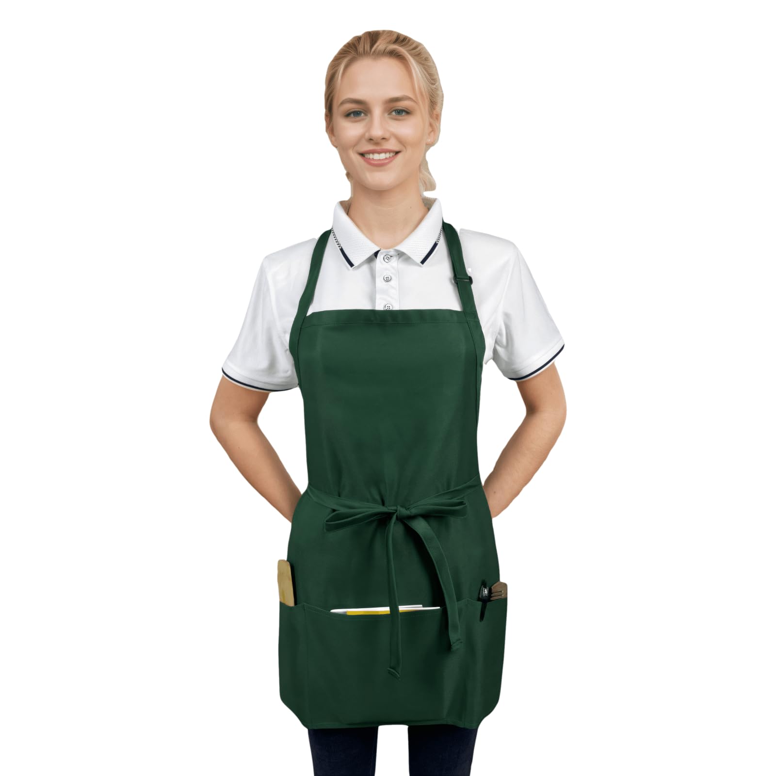 Corfully Adjustable Waterproof Aprons with 3 Pockets for Men Women, Server Apron for Kitchen Cooking Gardening Restaurant