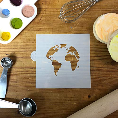 World Map (Globe) Cookie And Craft Stencil | World Map Cake Stencil Airbrush Painting Cookies | Cake Decorating Stencil World Map | Airbrush Baking Tool | Reusable Stencil | Cm113 By Designer Stencils #TOP2