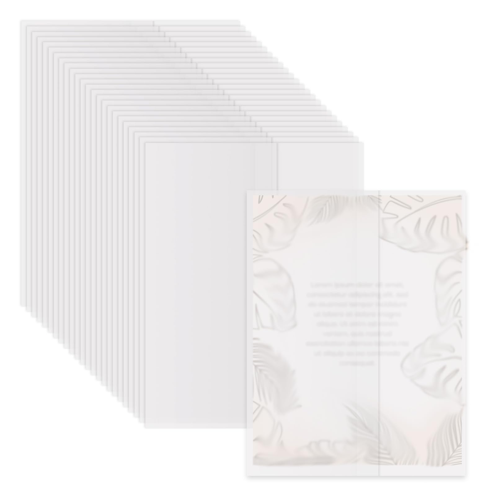 A5 Vellum Jackets for Invitations, 25 Pcs Pre Folded Vellum Paper Wraps Jacket Translucent 6 x 8 Inch for Wedding Birthday