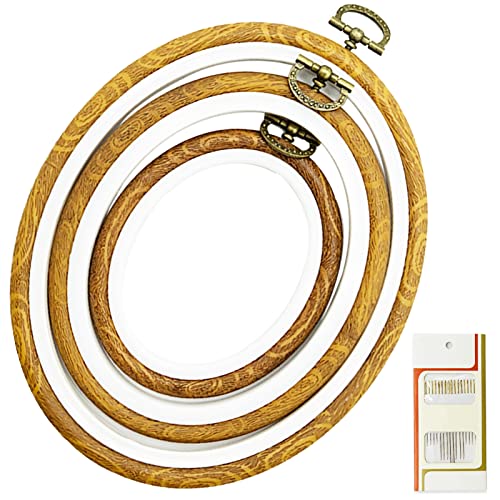 Materiale affidabile: questi telai da ricamo sono realizzati in gomma-plastica di alta qualità, resistente e comprimibile. E l'anello esterno può piegarsi facilmente.Esecuzione squisita e sensazione spessa.
