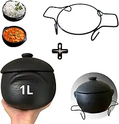 Kit Panela Com Tampa 1L + Suporte de Barro Capixaba - Curadas Prontas Para Uso