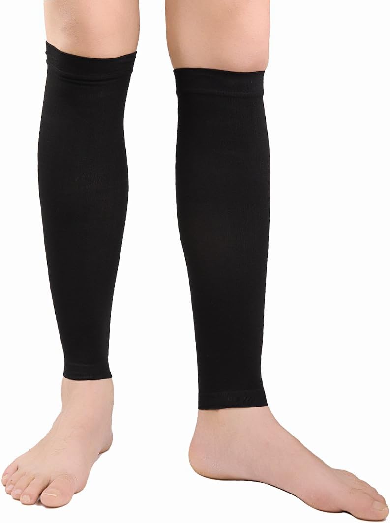 Calf Compression Sleeve 20-30mmHg - Compression Socks for Shin Splint & Leg Pain Relief, Running, Men, Women, Nurses & Maternity. Improves Circulation and Recovery.(Black-S)