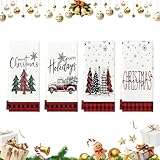 Paños de cocina de Navidad, 40 x 60 cm, absorbentes y de secado rápido, paños de cocina para Navidad, para lavavajillas, algodón, 4 unidades