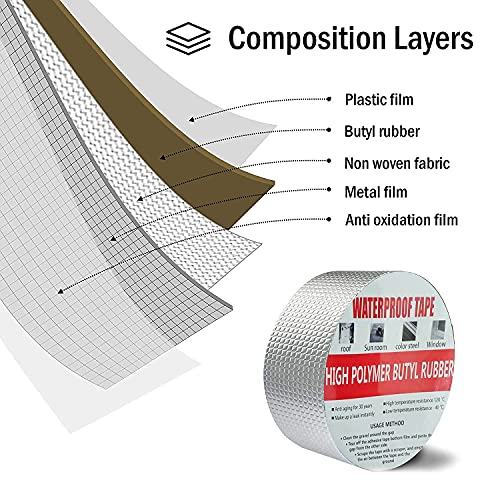 Miniatura 6 de Taipintee Cinta De Butilo Impermeable Autoadhesiva 50mmx5m, Cinta Adhesiva Para Fugas De Agua, Cinta De Butilo Para Reparación, Impermeable Sellador Adhesivo, Cinta De Reparación