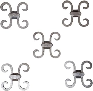 Decorative Cast Aluminum Fence Scrolls, (3/4 & 1/2 Available) Inch Square Picket Size, Rust Resistant, Pack of 5, w/Weld tabs, Raw Aluminum (3/4")