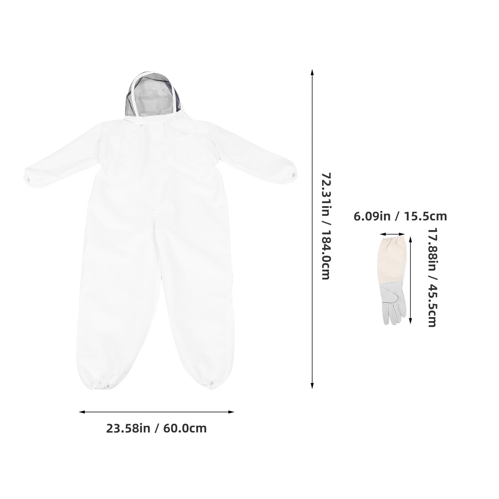 Homoyoyo Traje de Apicultor XL de Algodón Grueso con Capucha y Velo Integrado Mono Completo Transpirable para Protección contra Aguijonazos Incluye Guantes Resistentes para Apicultura