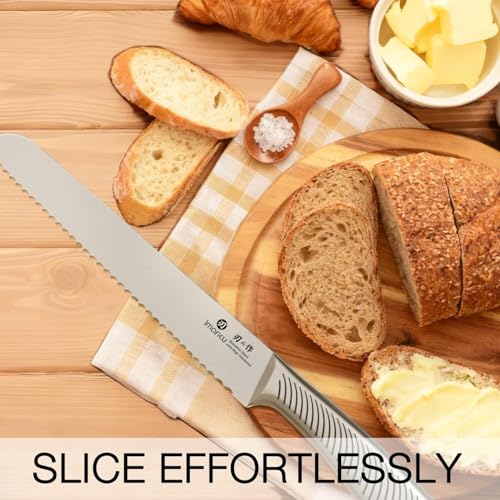 imarku Bread Knife 10 Inch: Japanese High Carbon Stainless Steel Professional Grade Serrated Bread Knife, Razor Sharp Edge Cake Knife for Homemade Bread/Bagels/Cake by imarku - Image 5