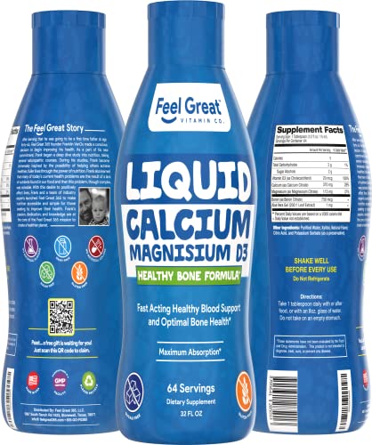 Liquid Calcium Magnesium With Vitamin D3| Sugar Free | Promotes Bone And Joint Health And A Good Night Sleep, Gluten Free, Sugar Free, And Dairy Free #TOP2