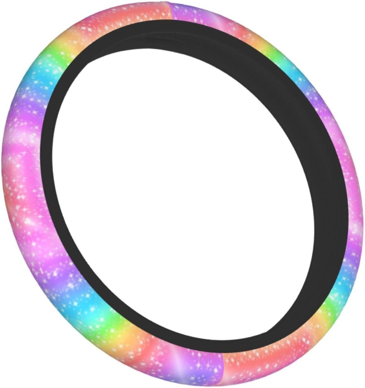 Colorful Rainbow Steering Wheel Cover Car Accessories Cute for Women Girls Girly Universal 15 Inch Neoprene Auto Interior Decor Anti Slip Automotive Truck Protector - Image 3