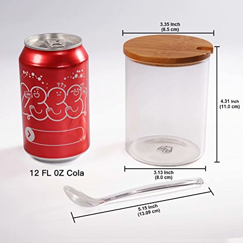 Sugar Bowl, 77L Glass Sugar Bowl with Sugar Spoon and Bamboo Lid for Home and Kitchen, Elegant Design, 11.8 FL OZ (350 ML) - Thumbnail 4