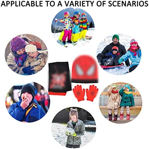 Miotlsy Hat Scarf And Gloves Set with Spiderman, Spiderman Winter Set, Accessories for Kids Warmer Gloves Fleece Lined for Men and Women Outdoor Sports Gift Idea for Men and Women