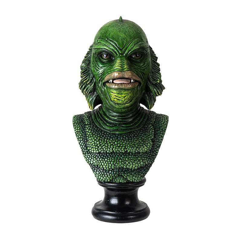 Green Horror Gill-Man Black Lagoon Swamp Monster Head Bust Decorative Figurine Macabre Creature of The Woods Accent Sculpture