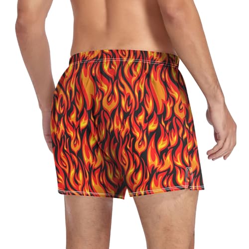 Laprad Boxer Shorts Breathable Boxer Briefs Flame Print Soft Underwear with Button Fly4
