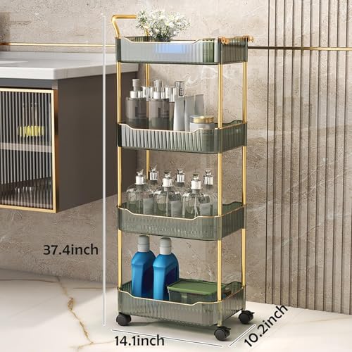 Organizador acrílico móvil con asa de diseño refinado para hogar 3