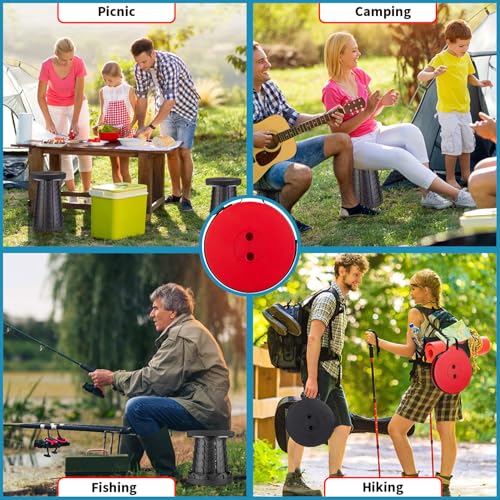 Image of 2-Pack Collapsible Stool, Load Capacity 400lbs, Lightweight Yet Sturdy, Upgraded Portable Stool for Camping Fishing Hiking BBQ