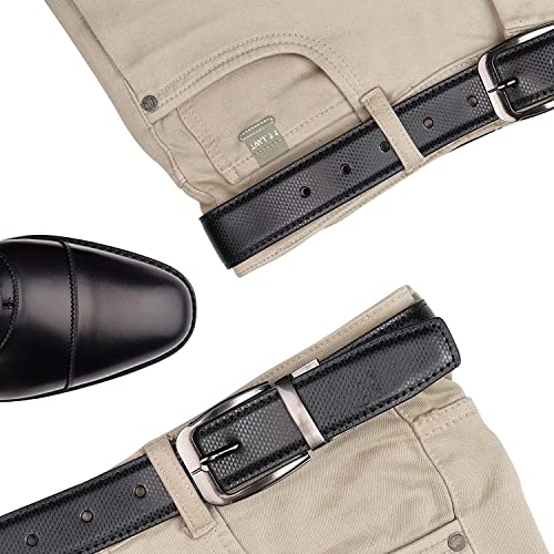 Image of JUST-STYLE Men's PU Leather Reversible Belt (Black & Brown) Size (28-46) Formal /Regular