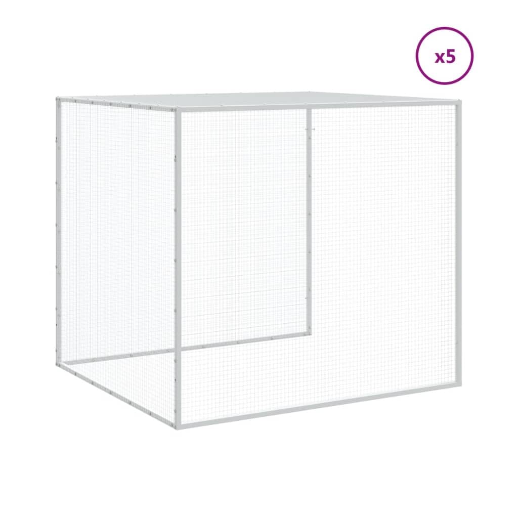 ARKEM Gabbia Polli Tetto Grigio Chiaro 603x98x90 cm Acciaio Zincato,Recinto per Cani da Giardino, Gabbia per Conigli, Recinto per Animali Domestici, Gatti, Cuccioli, Porte con Chiavistello e Parasole,