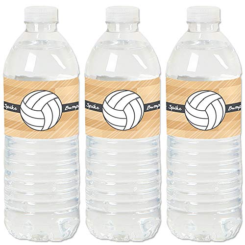 Big Dot of Happiness - Bump, Set, Spike - Volleyball - Baby Shower or Birthday Party Water Bottle Sticker Labels - Set of 20