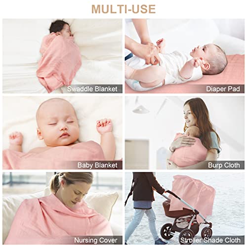 Muslin Swaddle Blankets, 4-Pack Receiving Swaddles Blankets For Boy Girl, Neutral Soft Breathable Bamboo Baby Swaddle Wrap For Newborn Infant Toddler 47 X 47 Inches #TOP3