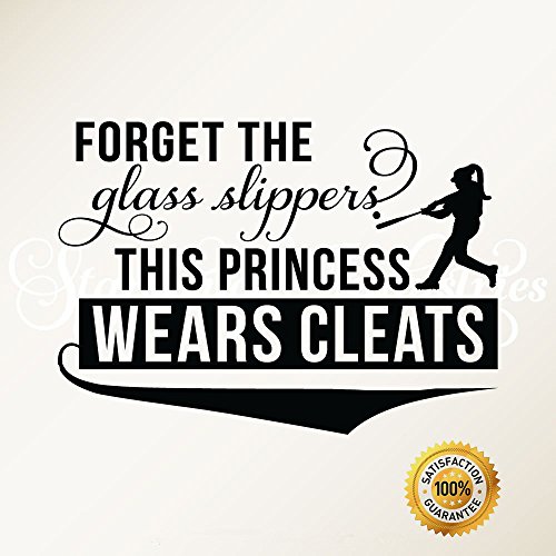 Ditooms Baseball Wall Decals Sport Quotes Forget The Glass Slippers This Princess Wears Cleats Softball Wall Decals For Home Decor #TOP5