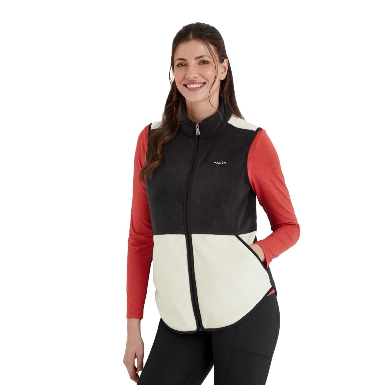 TOG24 Fordley Women's Microfleece Gilet Bodywarmer, Lightweight & Warm Recycled Polyester Fleece, Anti-Pill Finish, Front Zip Opening, 2 Kangaroo Pockets, Casual All-Year Fleece Gilet Bodywarmer