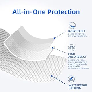 Niceful 50 Count Adhesive Gauze Island Dressing 4" x 4", Water-Resistant Wound Dressing, Sterile & Absorbent Medical Grade Dressing Pads First Aid Pads FSA Eligible