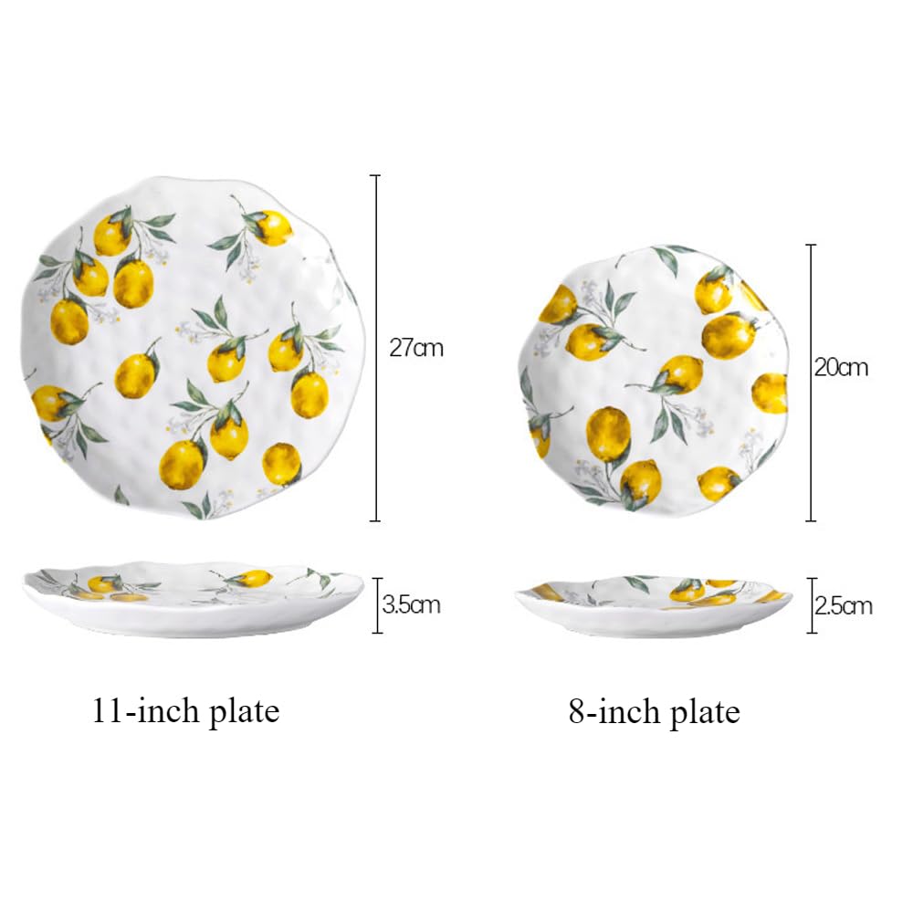 Lemon Ceramic Plate Special-shaped Household Dishes Tableware Dried Fruit Coffee Table Dessert (8 inches)