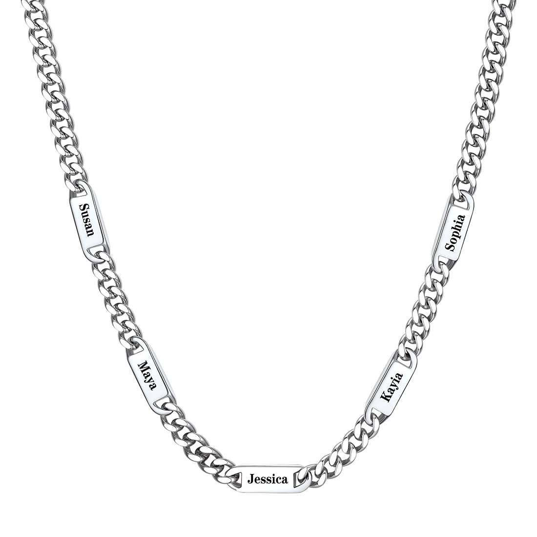 Custom4U Personalized Name Chain Stainless Steel Cuban Link Chain for Men