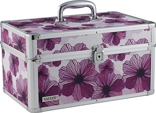 Vaultz Locking Makeup Artist Case, Purple Floral (VZ03749)