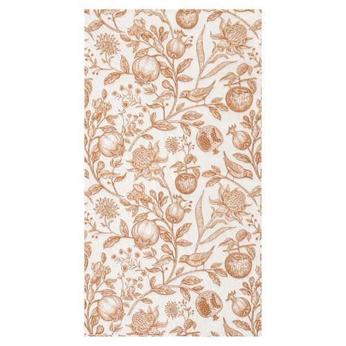100 Floral Guest Napkins Gold Flowers Birds and Fruits Disposable Paper Napkins Vintage Japanese Branches Leaves Bathroom Hand Towels for Wedding Holiday Fall Harvest Party Supplies
