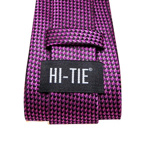 Image of Hi-Tie Men 63inches Tie Set Extra Long Necktie Paisley Tie Pocket Suqare Cufflinks Big and Tall Men Tie,Purple