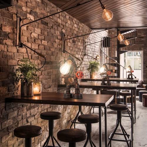 Frideko Steampunk Lamp - Retro Lamp, Industrial Antique Iron Metal Robot Pipe Desk Table Lamp For Room Decor Diy Men's Boys Nerdy Birthday New Year Gifts #TOP6