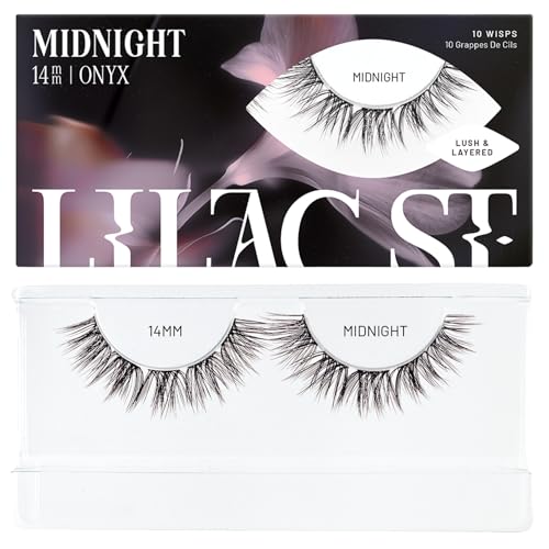 Lilac St - Midnight Dramatic Faux Eyelash Clusters (14mm) - Dark & Lush - DIY Lash Extension Wisps - Lightweight & Lifelike - Lasts 10 Days - Cruelty Free Vegan Women Founded - 10 Lashes