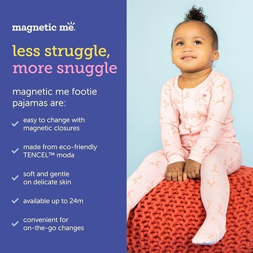 Magnetic Me Footie Pajamas Soft Modal Baby Unisex Sleepwear Quick Magnetic Fastener Sleeper ABC Love 0-3 Months - Image 6