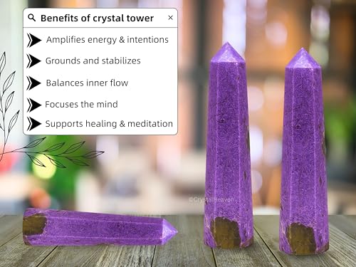 Image of Crystal Heaven Stichtite Crystal Tower Obelisk Point For Chakra, Healing And Balancing - Aaa Grade Original Certified Gemstone Agate For Reiki Meditation Yoga Spiritual (2-3 Inches)