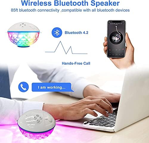 KingSom Portable Bluetooth Speakers with Colorful Lights,IPX7 Waterproof Floating Speaker,Stereo Sound,Rich Bass,Built-in Mic,Hands Free Call Wireless Speaker for Swimming, Spa, Hot Tub, Outdoors